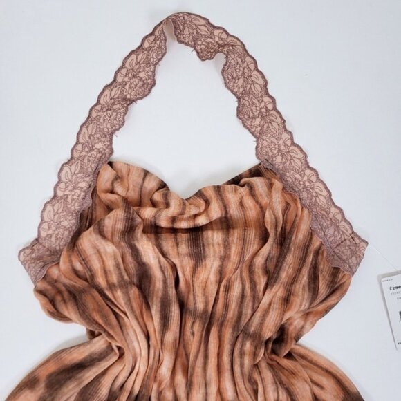 NWT Free People cowl neck camisole high low abstract lace trim halter top blouse - Picture 4 of 9